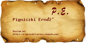 Pigniczki Ernő névjegykártya