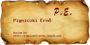 Pigniczki Ernő névjegykártya